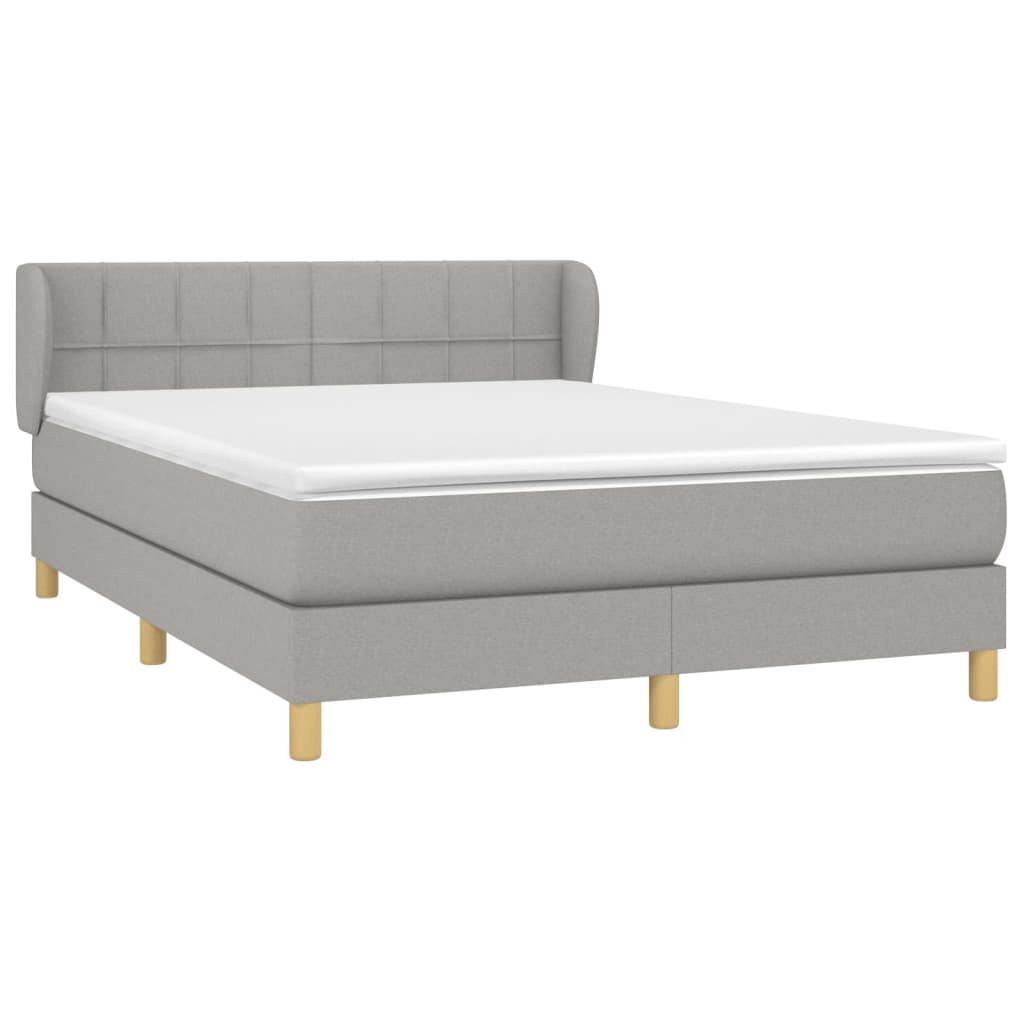 Krevet box spring s madracem svjetlosivi 140x200 cm od tkanine