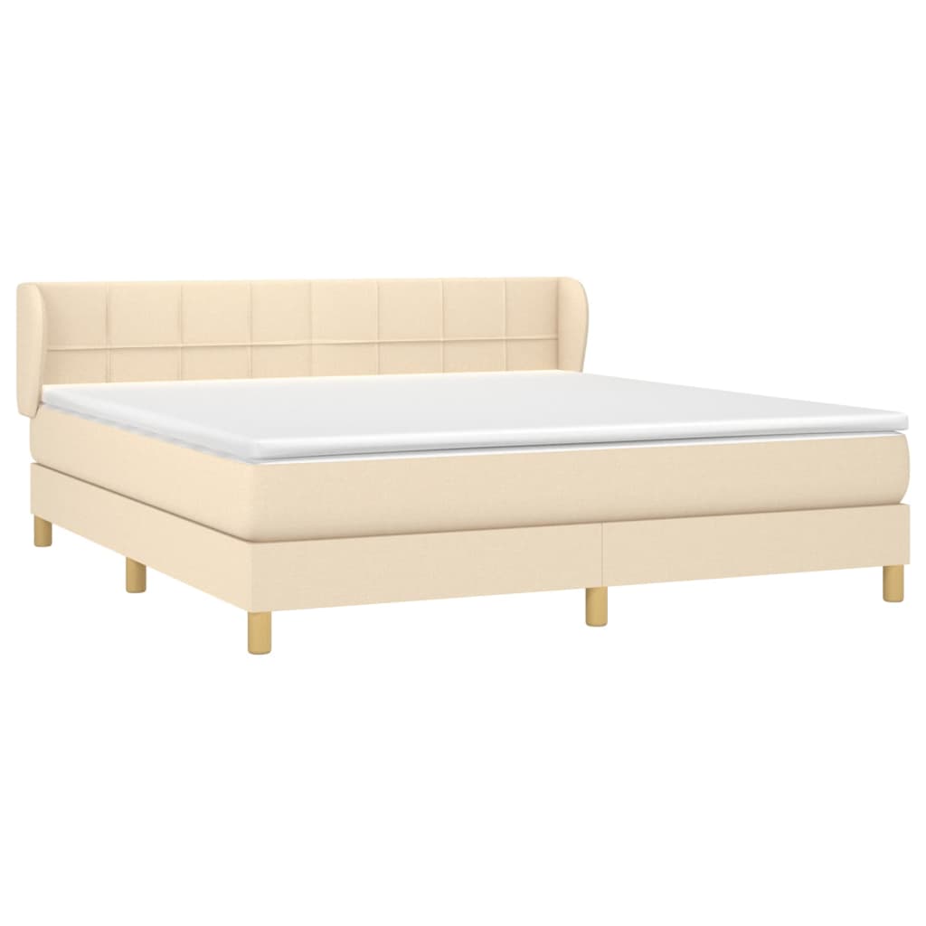 Krevet s oprugama i madracem krem 160x200 cm od tkanine
