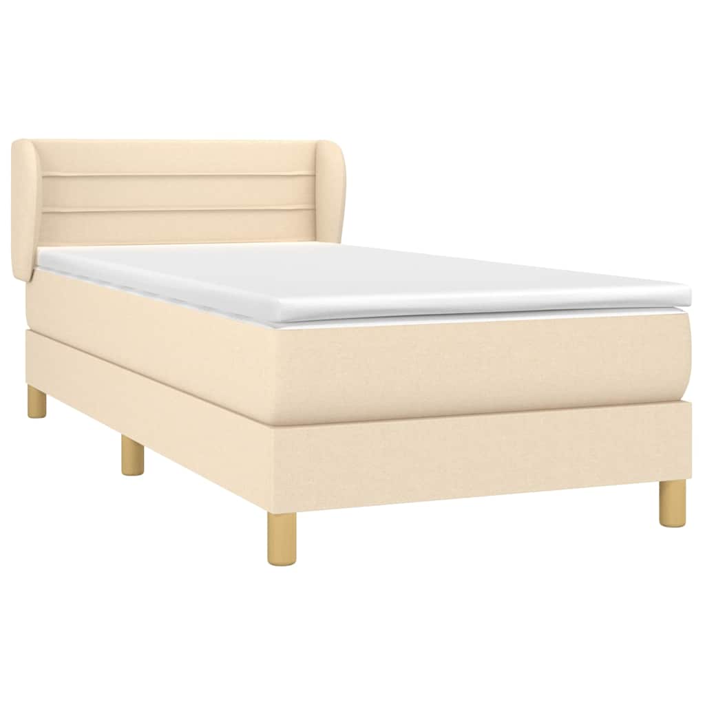 Krevet s oprugama i madracem krem 100 x 200 cm od tkanine