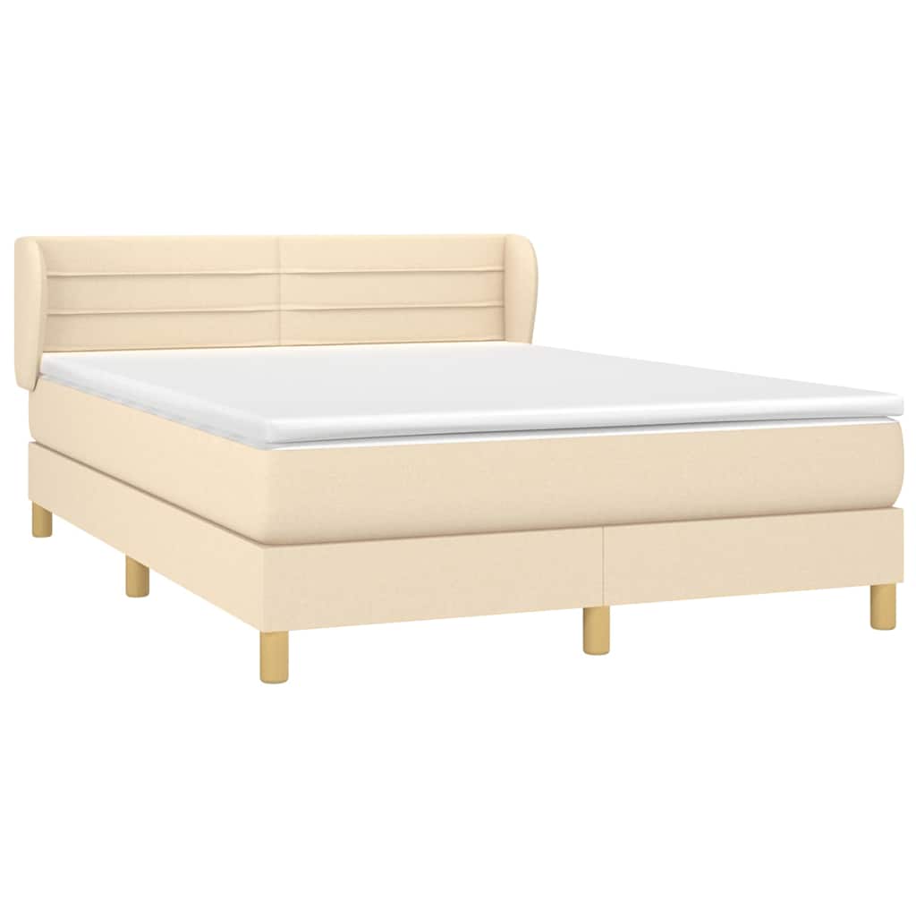 Krevet s oprugama i madracem krem 140 x 190 cm od tkanine