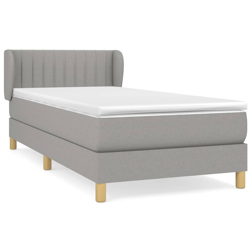 Box spring krevet s madracem svjetlosivi 90x190 cm od tkanine