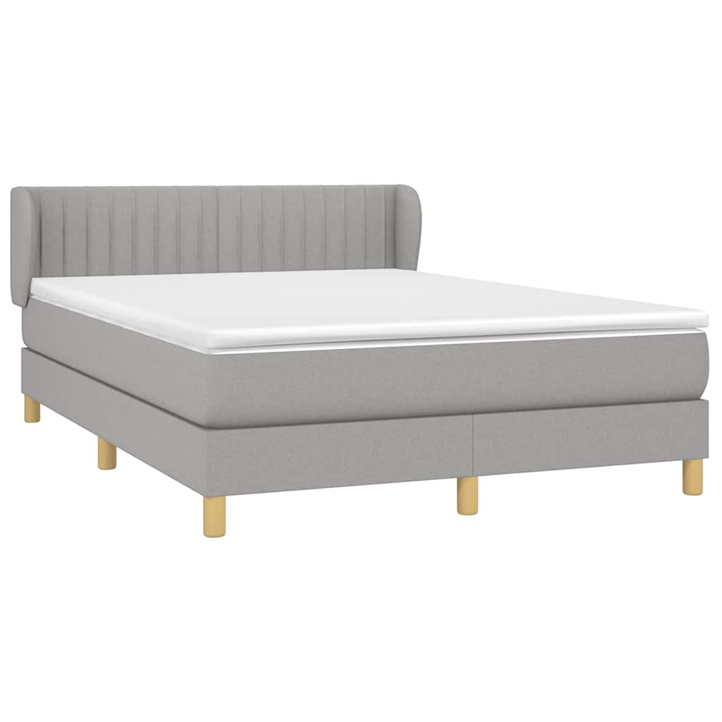 Krevet s oprugama i madracem svjetlosivi 140x190 cm od tkanine
