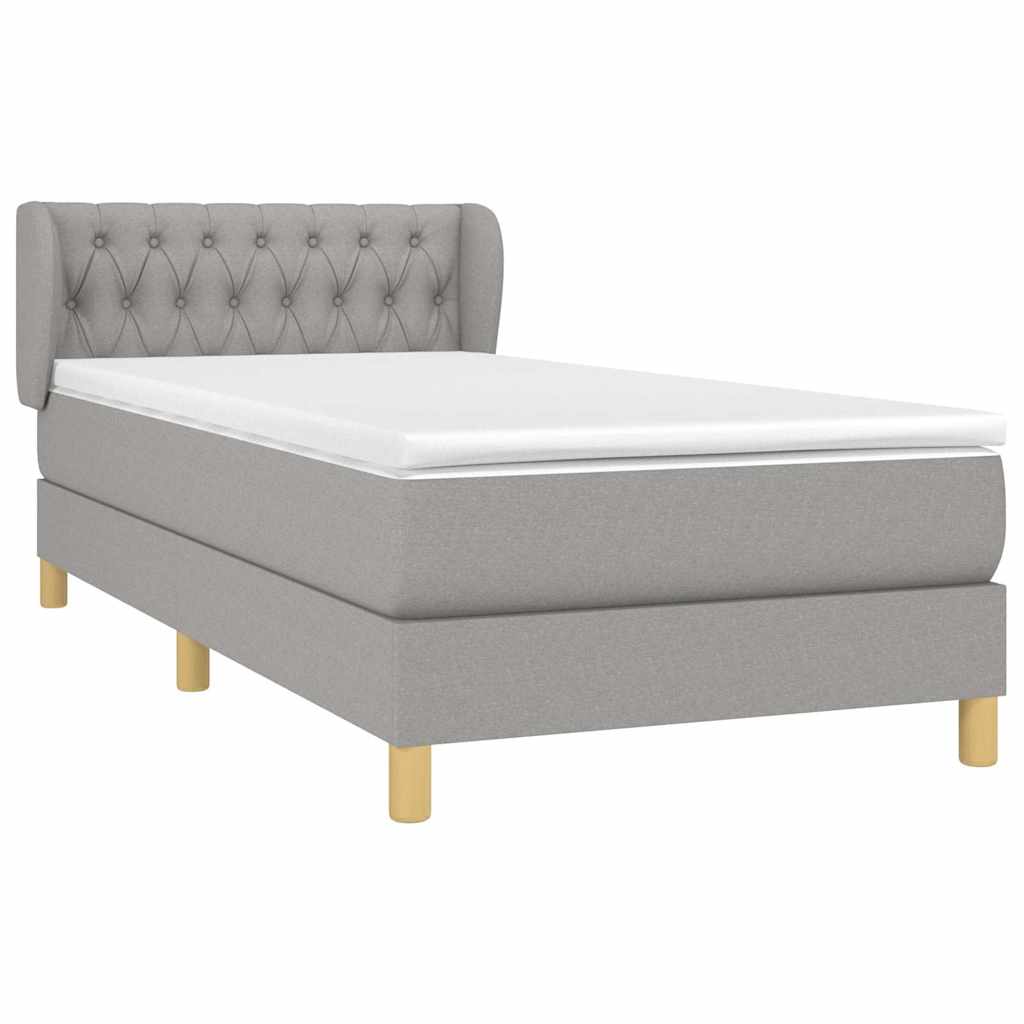 Box spring krevet s madracem svjetlosivi 90x190 cm od tkanine