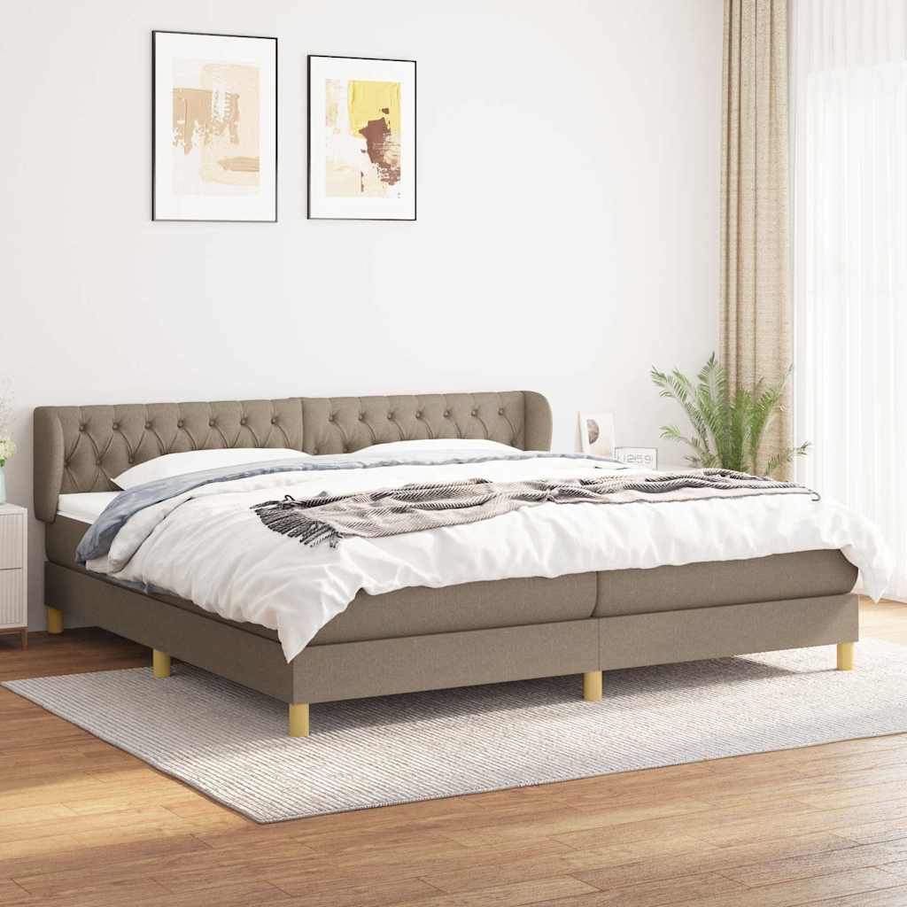 Krevet s oprugama i madracem smeđesivi 200x200 cm od tkanine