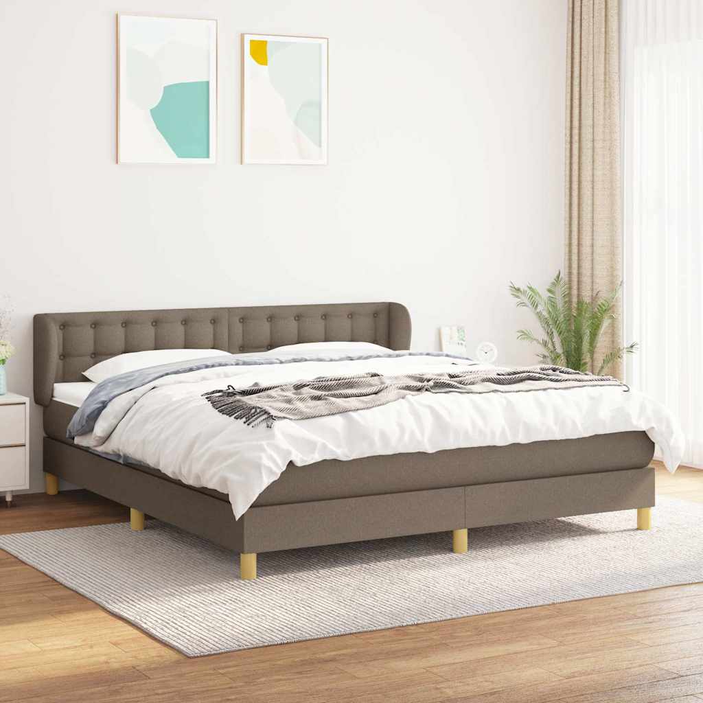 Krevet s oprugama i madracem smeđesivi 160x200 cm tkanina
