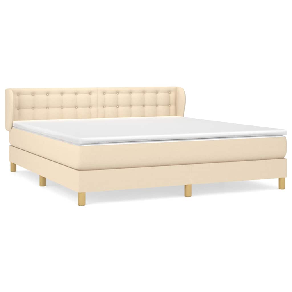 Krevet s oprugama i madracem krem 160x200 cm od tkanine