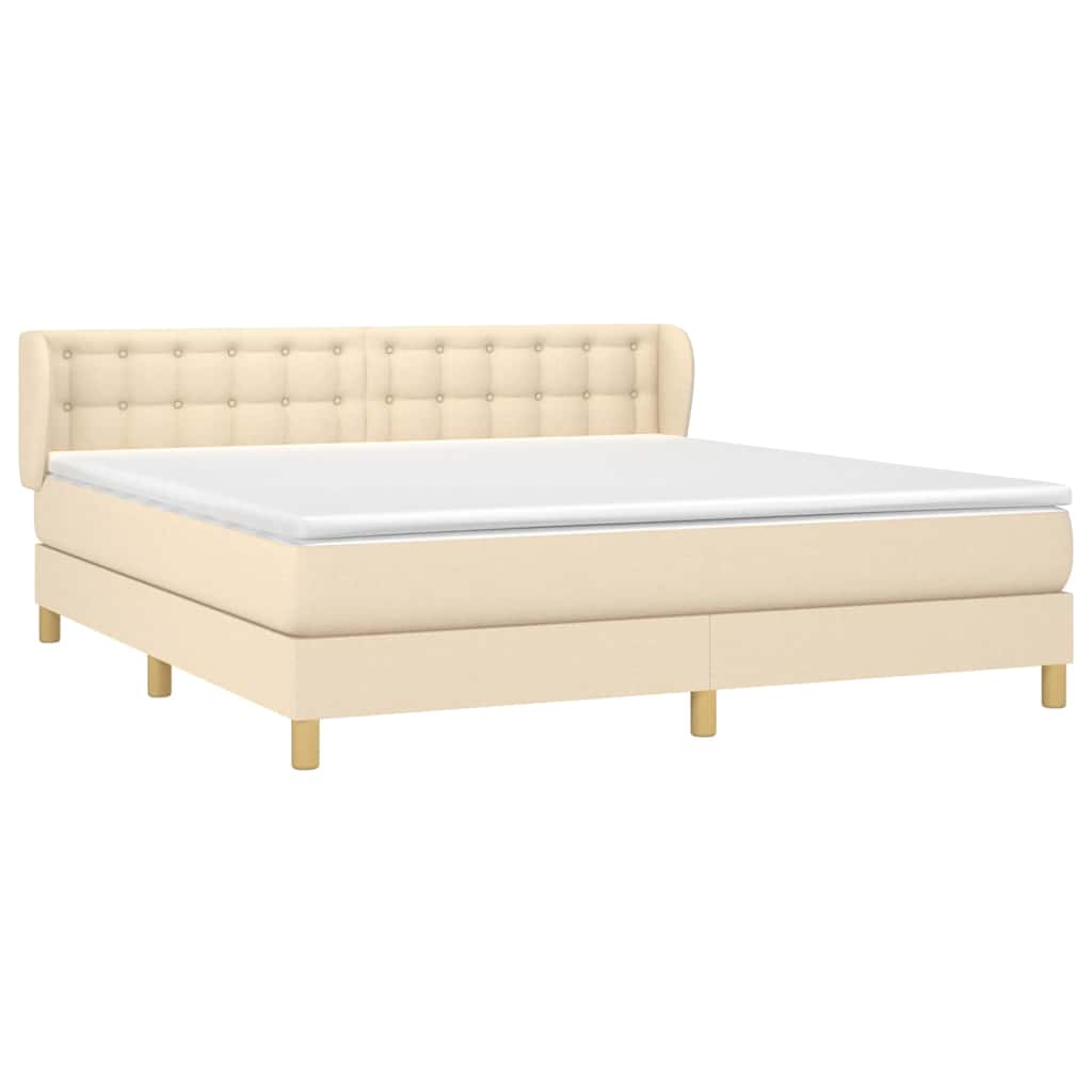 Krevet s oprugama i madracem krem 160x200 cm od tkanine