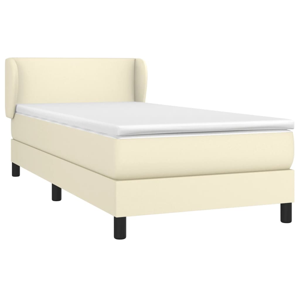 Krevet s oprugama i madracem krem 80 x 200 cm od umjetne kože