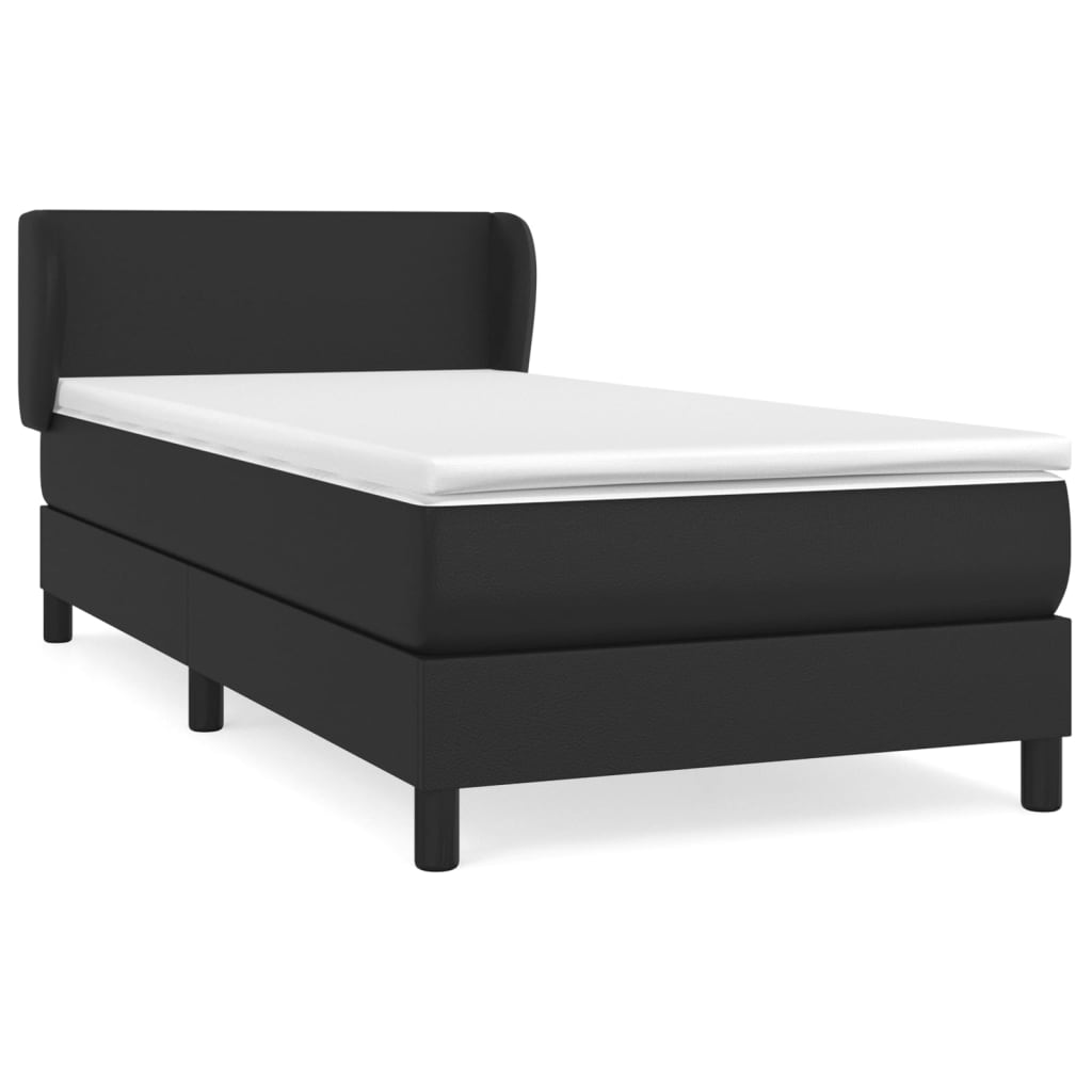 Krevet s oprugama i madracem crni 90x190 cm od umjetne kože