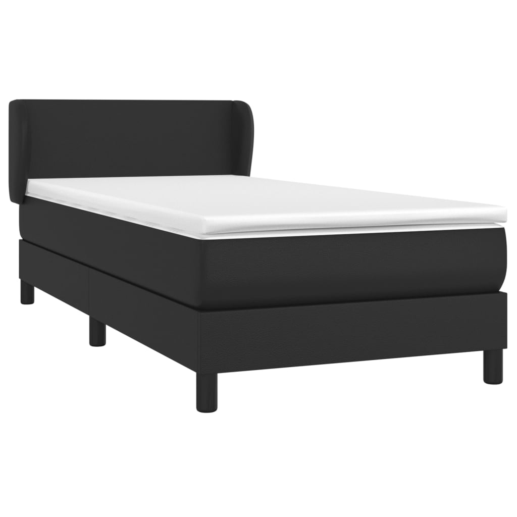 Krevet s oprugama i madracem crni 90 x 200 cm od umjetne kože