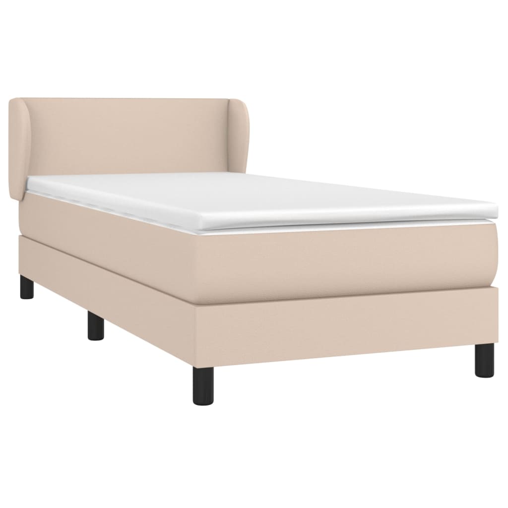 Krevet s oprugama i madrac cappuccino 90x200 cm od umjetne kože