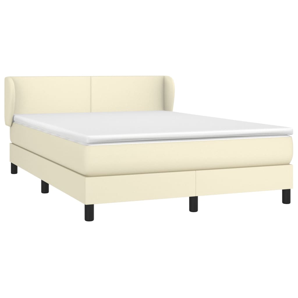 Krevet s oprugama i madracem krem 140 x 190 cm od umjetne kože