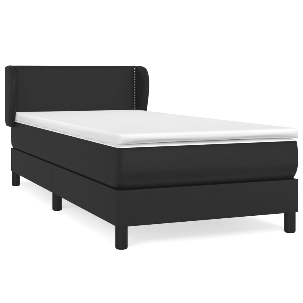 Krevet s oprugama i madracem crni 90x190 cm od umjetne kože