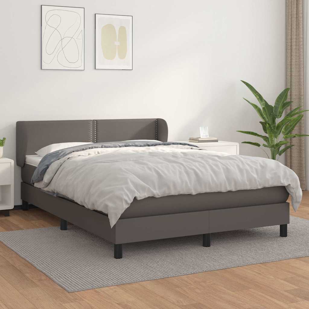Krevet s oprugama i madracem sivi 140x190 cm od umjetne kože
