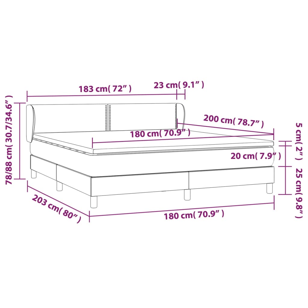 Krevet s oprugama i madracem sivi 180 x 200 cm od umjetne kože