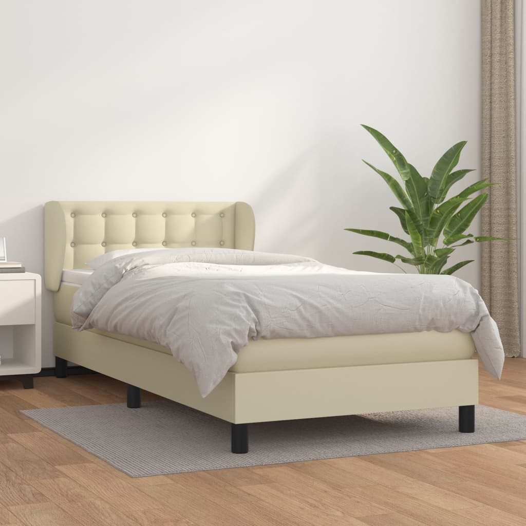 Krevet s oprugama i madracem krem 80 x 200 cm od umjetne kože