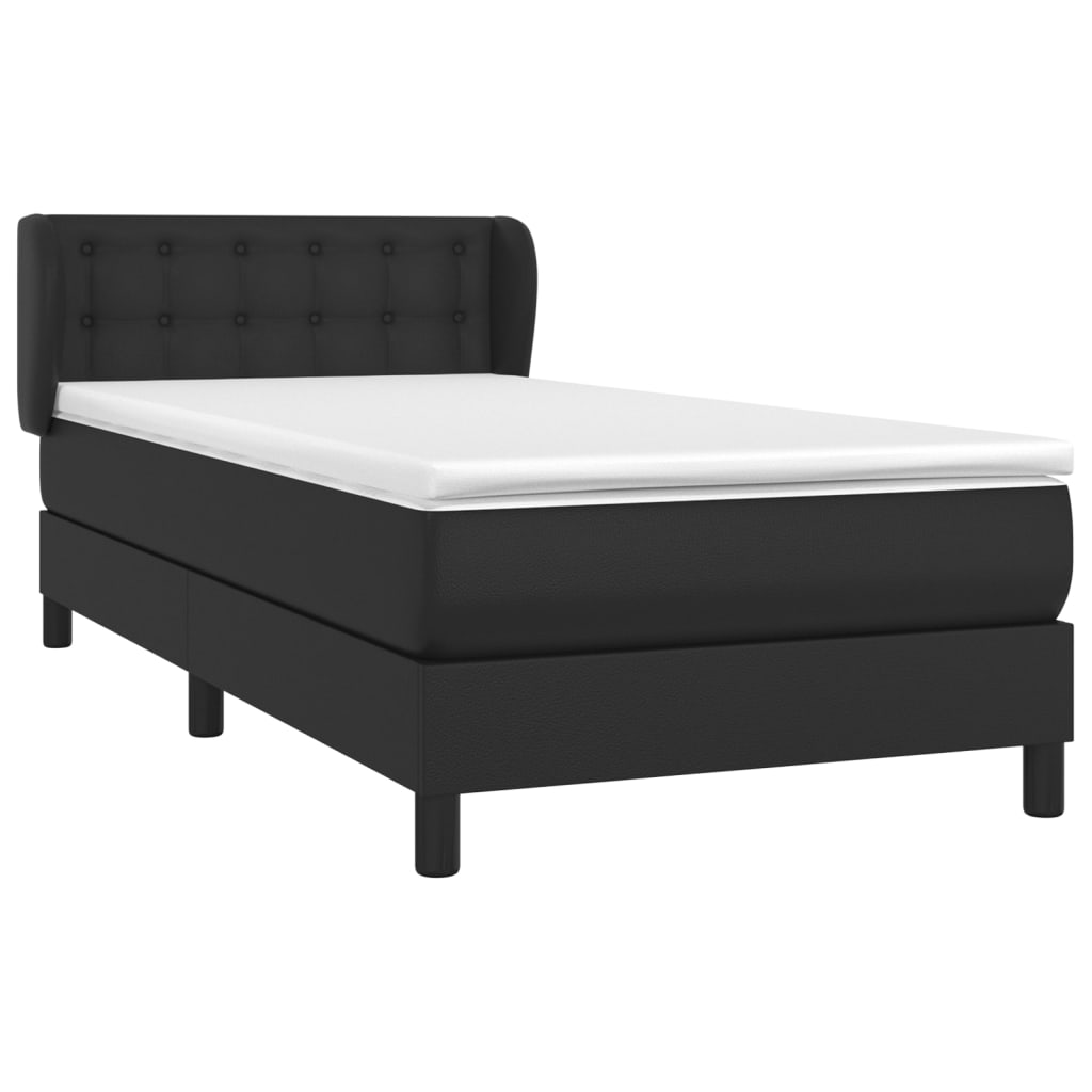 Krevet s oprugama i madracem crni 90 x 200 cm od umjetne kože