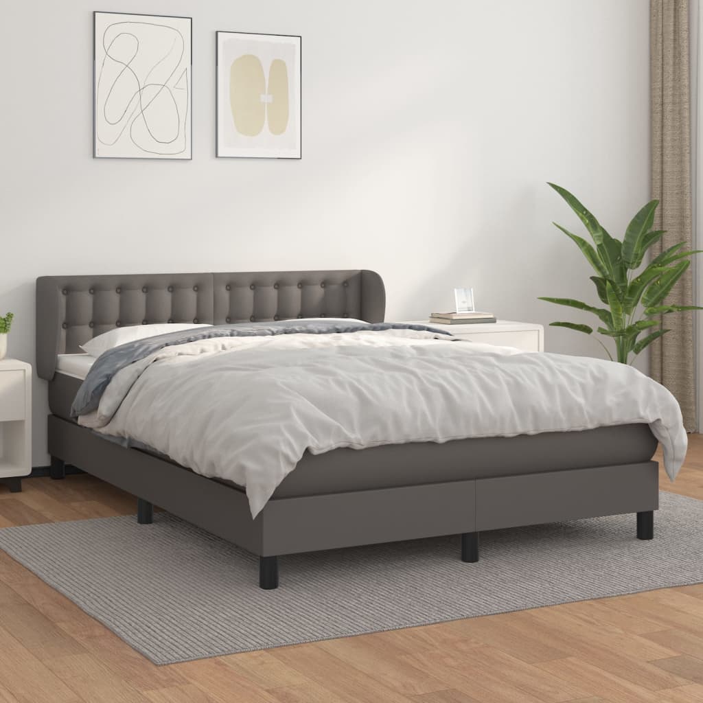 Krevet s oprugama i madracem sivi 140x190 cm od umjetne kože