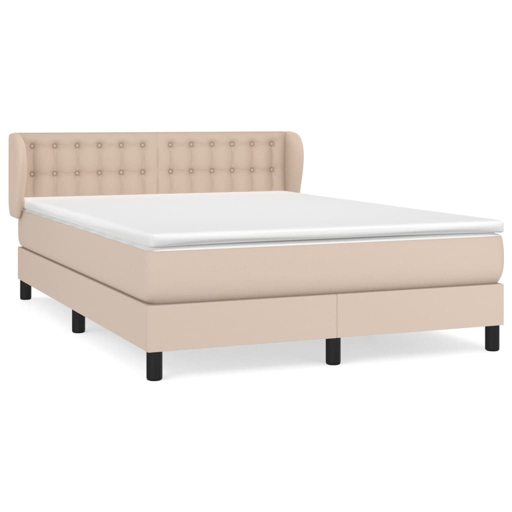 Krevet s oprugama i madrac cappuccino 140x190cm od umjetne kože