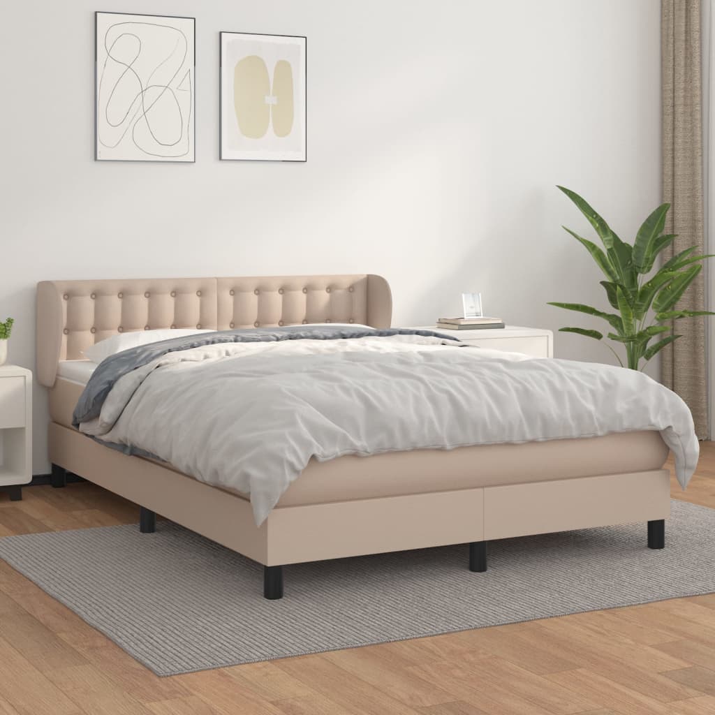Krevet s oprugama i madrac cappuccino 140x190cm od umjetne kože