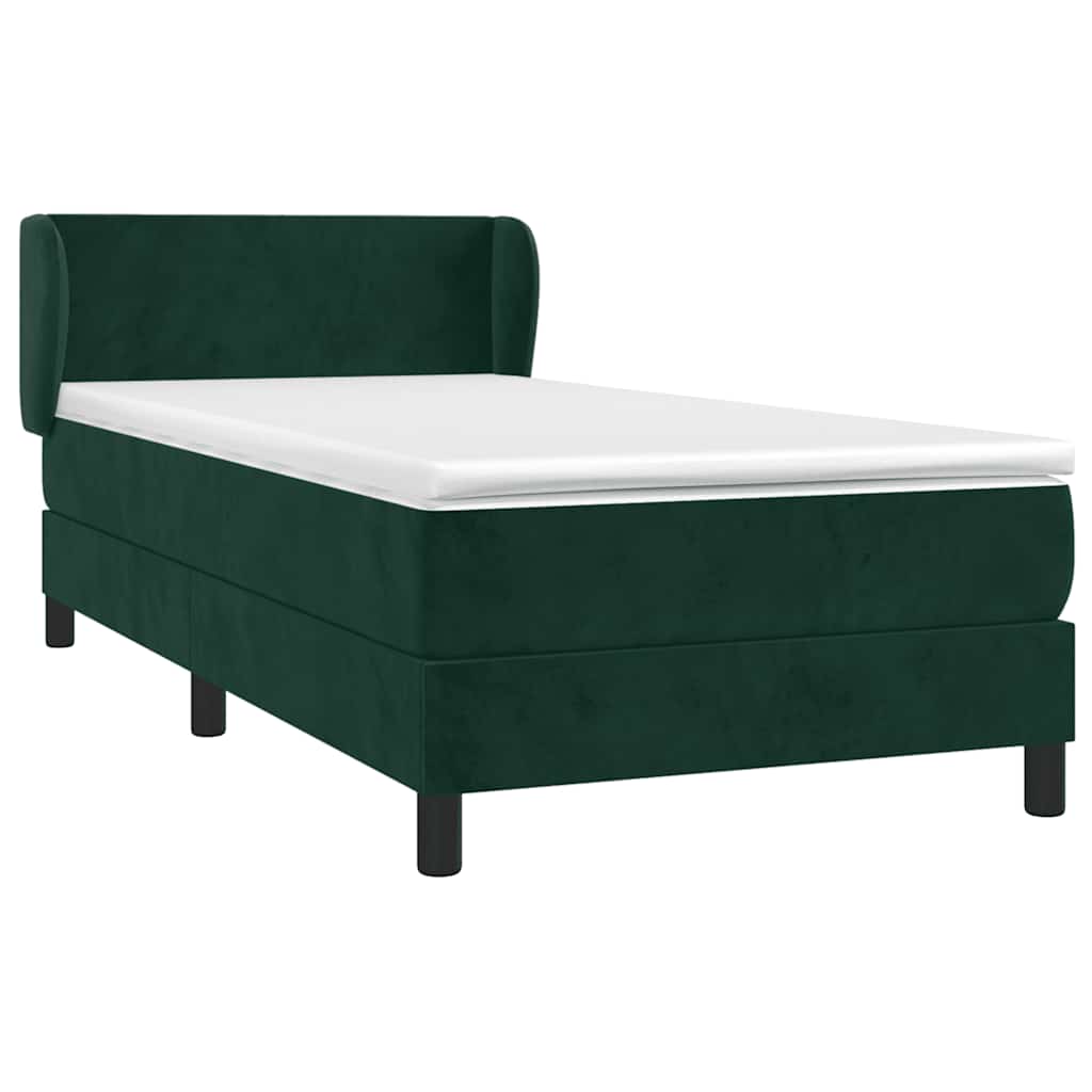 Box spring krevet s madracem tamnozeleni 90x190 cm baršunasti