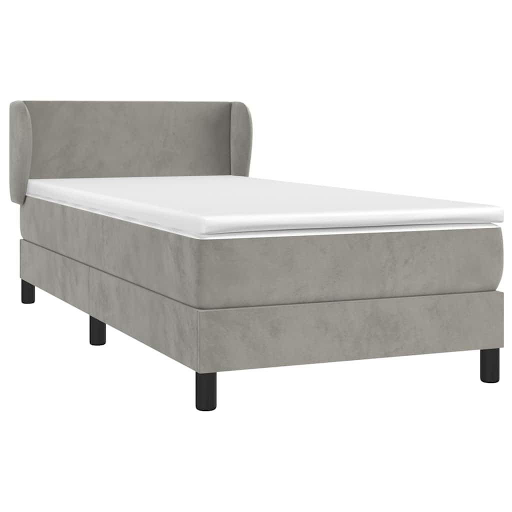 Box spring krevet s madracem svjetlosivi 90x190 cm baršunasti