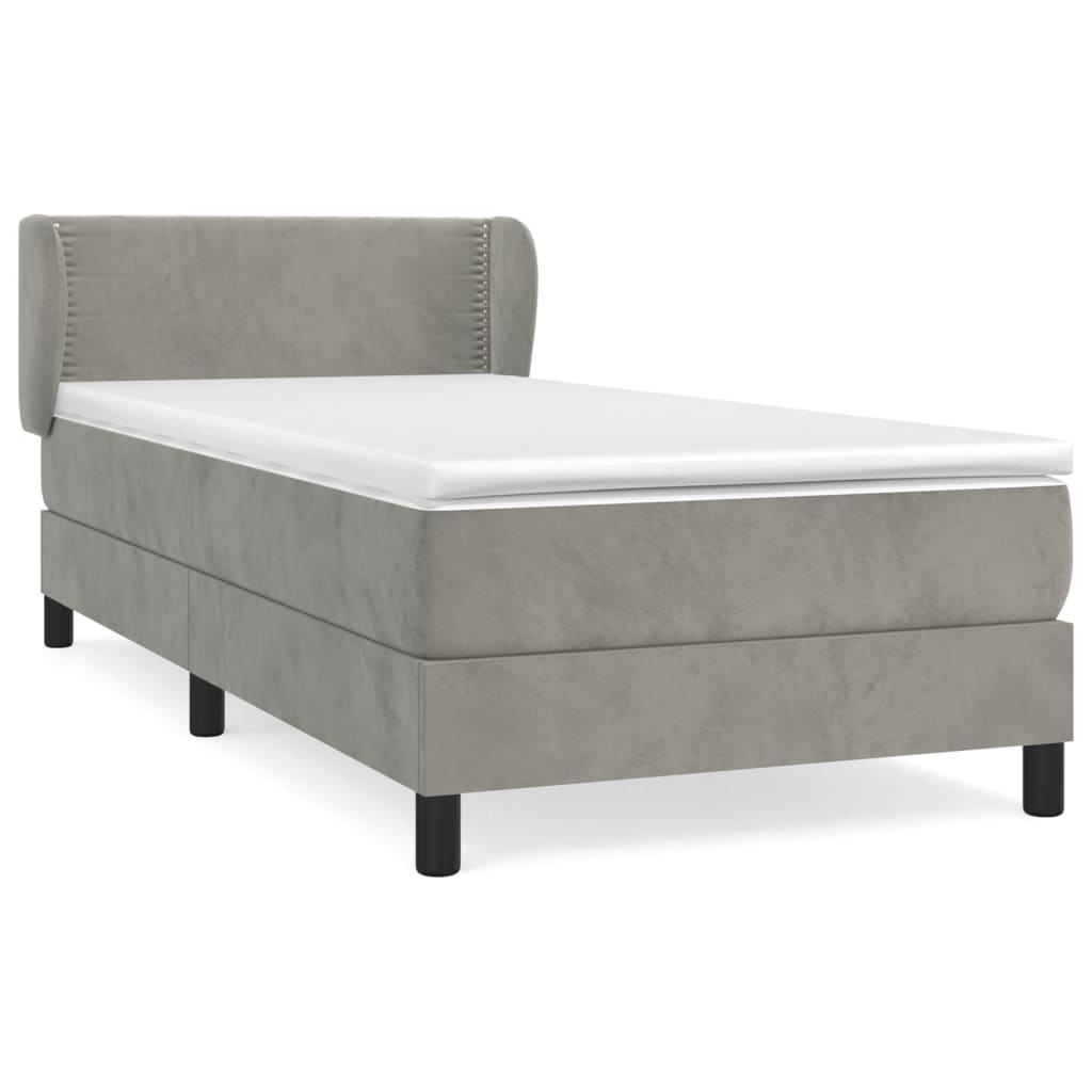 Box spring krevet s madracem svjetlosivi 80 x 200 cm baršunasti