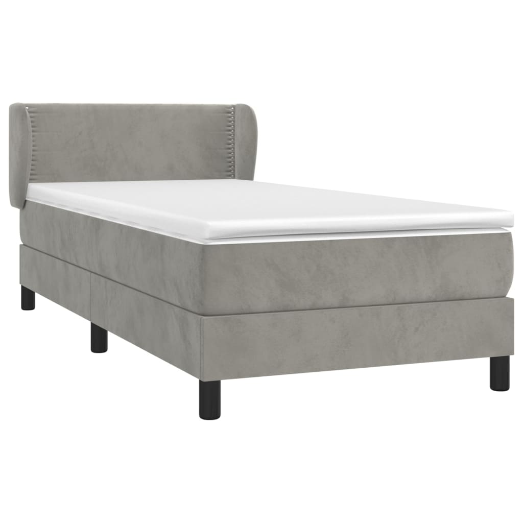 Box spring krevet s madracem svjetlosivi 80 x 200 cm baršunasti