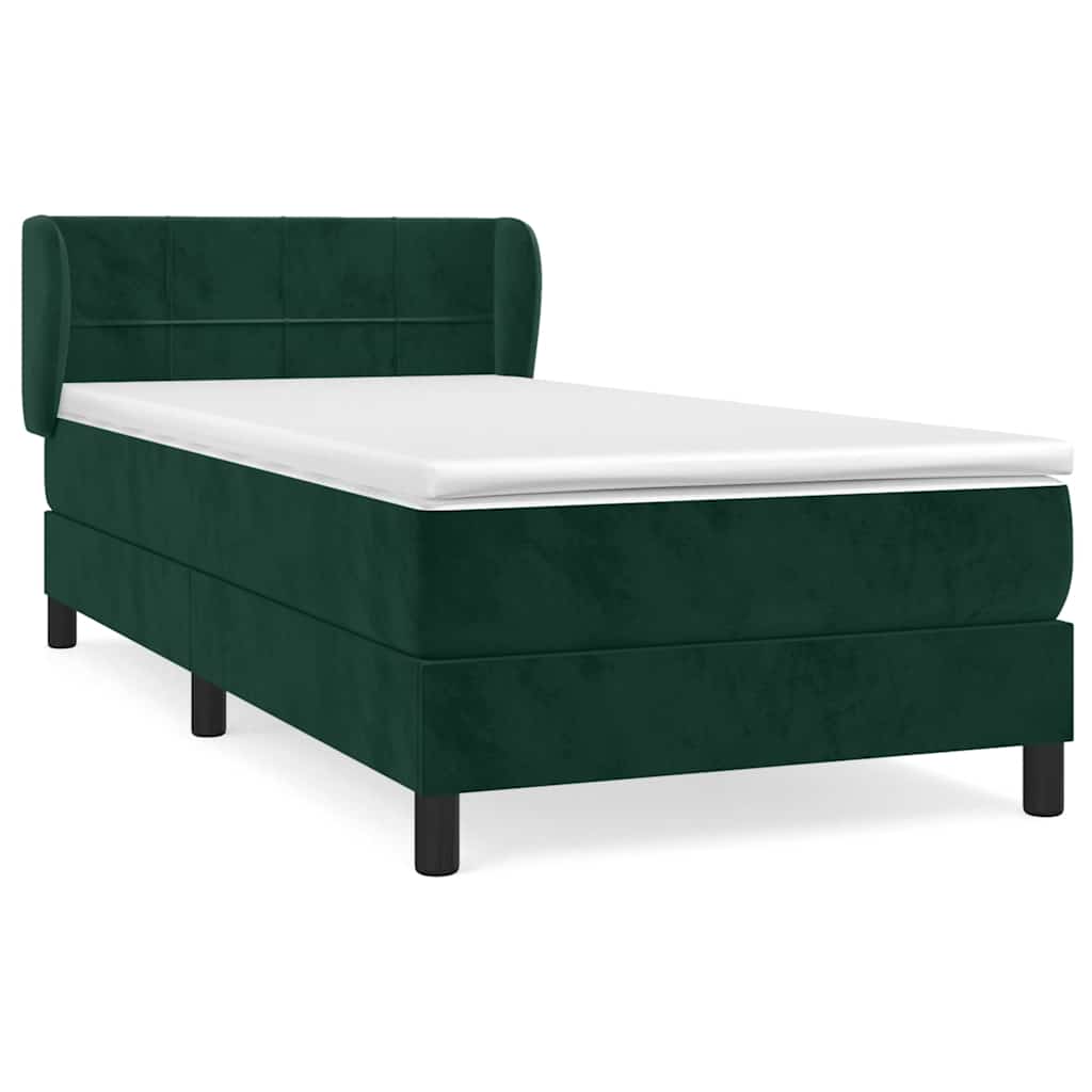 Box spring krevet s madracem tamnozeleni 80 x 200 cm baršunasti