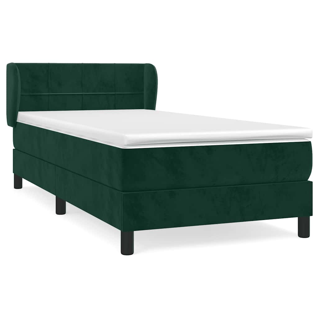 Box spring krevet s madracem tamnozeleni 90x200 cm baršunasti