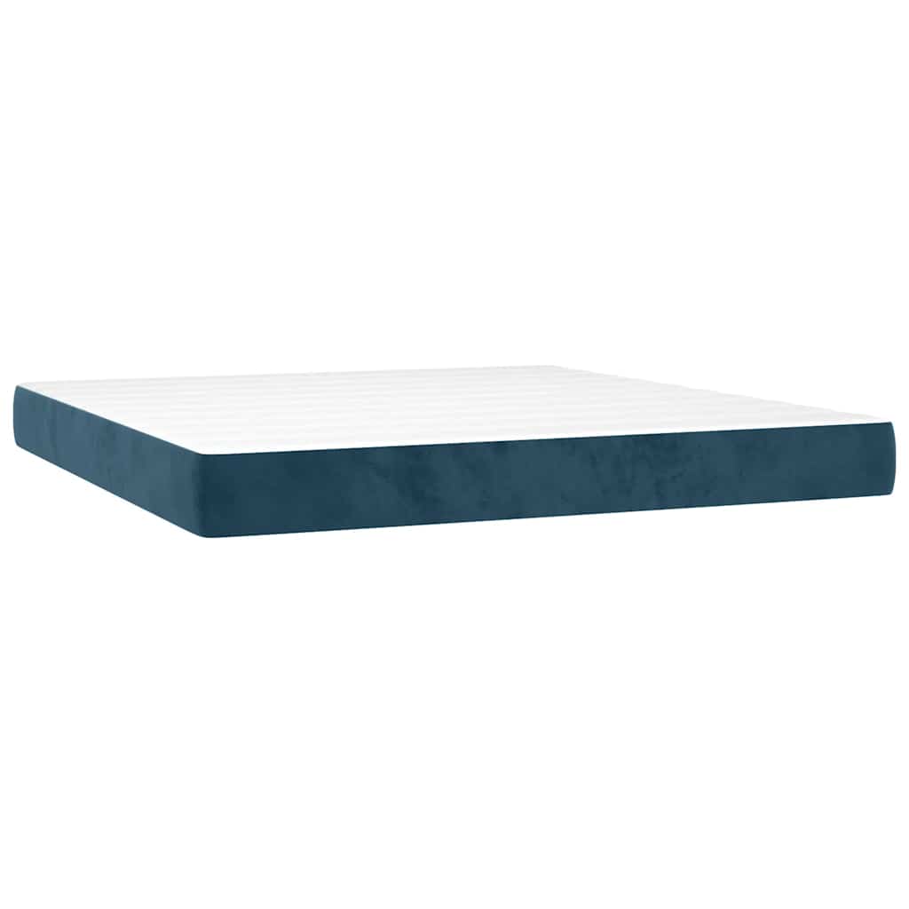 Krevet s oprugama i madracem tamnoplavi 160x200 cm baršunasti