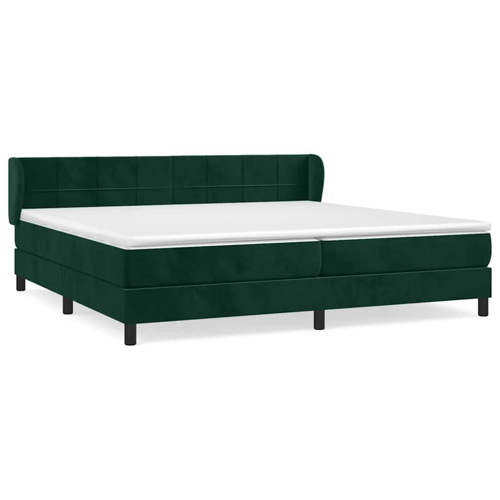 Krevet s oprugama i madracem tamnozeleni 200x200 cm baršunasti