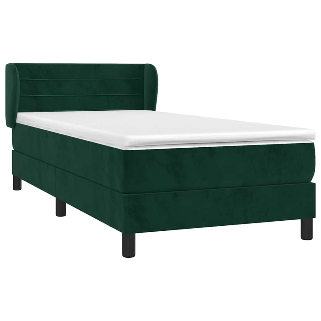 Box spring krevet s madracem tamnozeleni 90x190 cm baršunasti