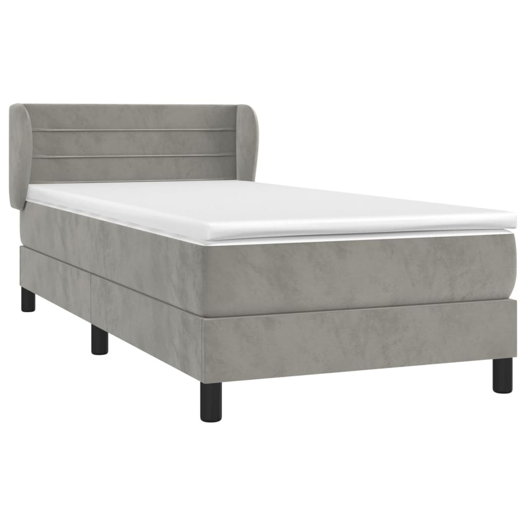 Box spring krevet s madracem tamnosivi 90x200 cm baršunasti