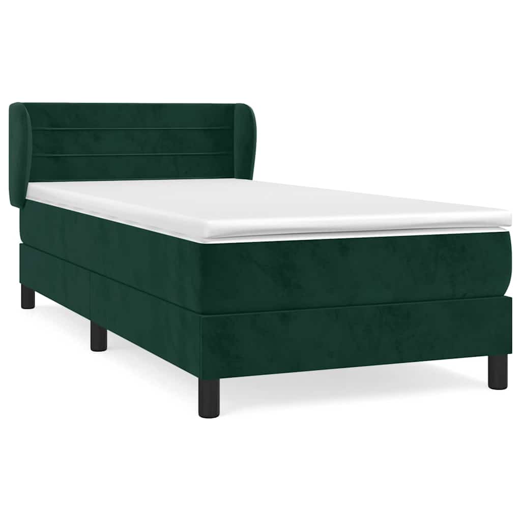Box spring krevet s madracem tamnozeleni 90x200 cm baršunasti