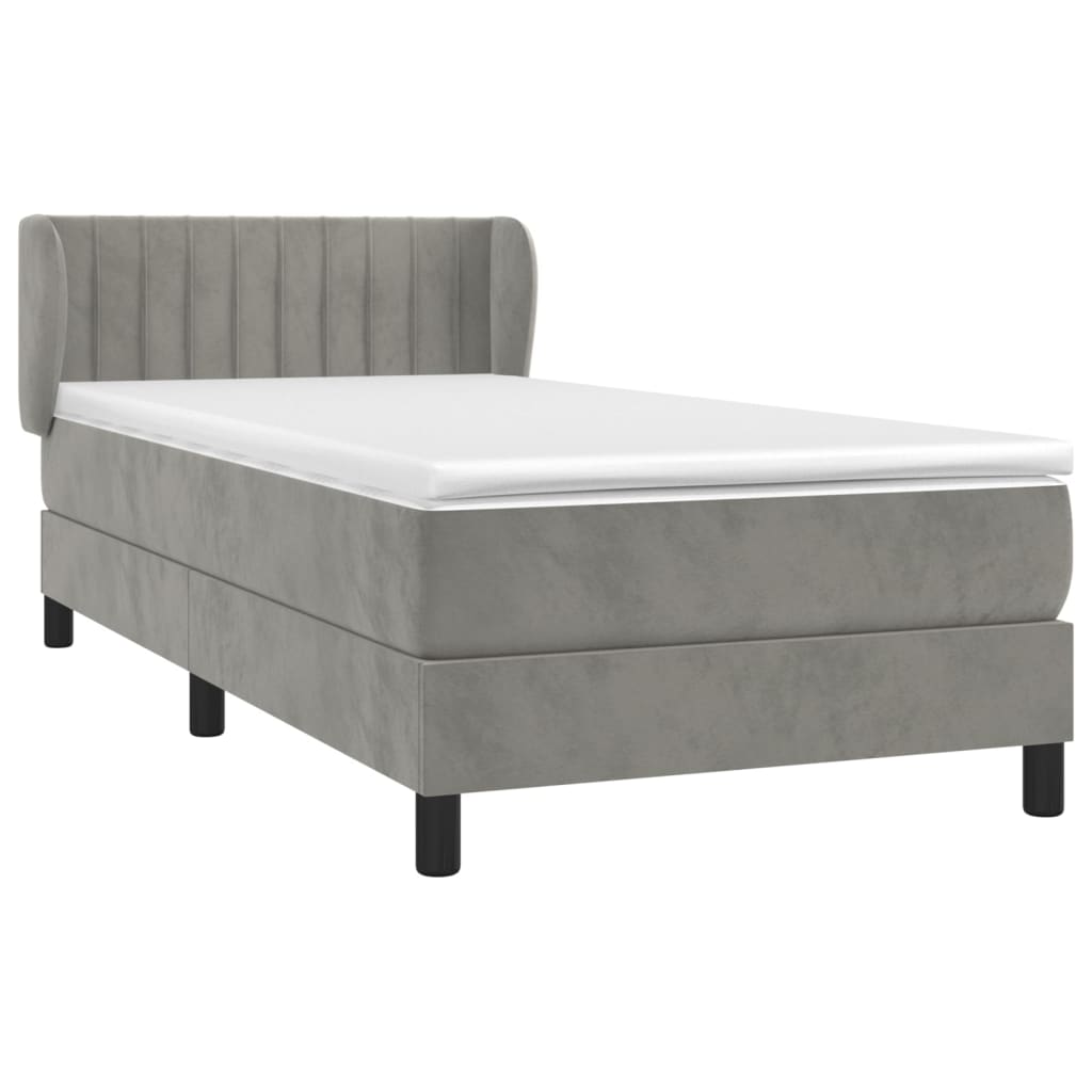 Box spring krevet s madracem svjetlosivi 80 x 200 cm baršunasti