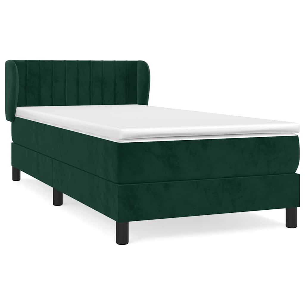 Box spring krevet s madracem tamnozeleni 90x200 cm baršunasti