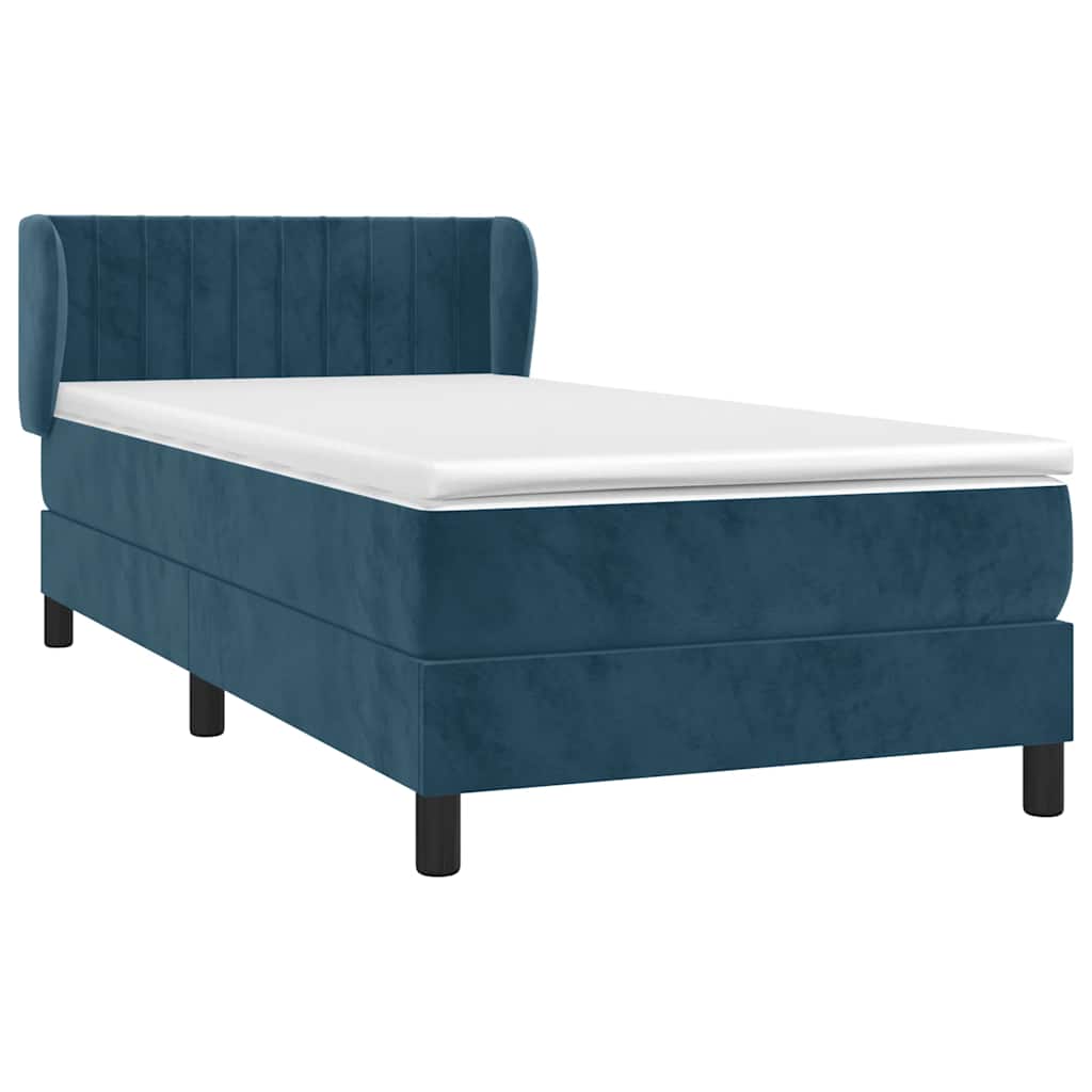 Box spring krevet s madracem tamnoplavi 90x200 cm baršunasti