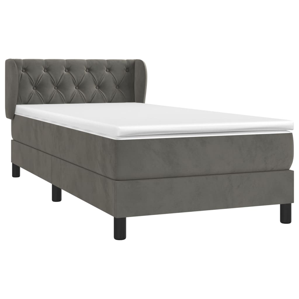 Box spring krevet s madracem tamnosivi 80 x 200 cm baršunasti
