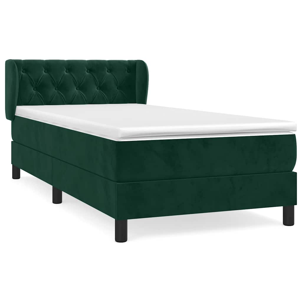 Box spring krevet s madracem tamnozeleni 80 x 200 cm baršunasti