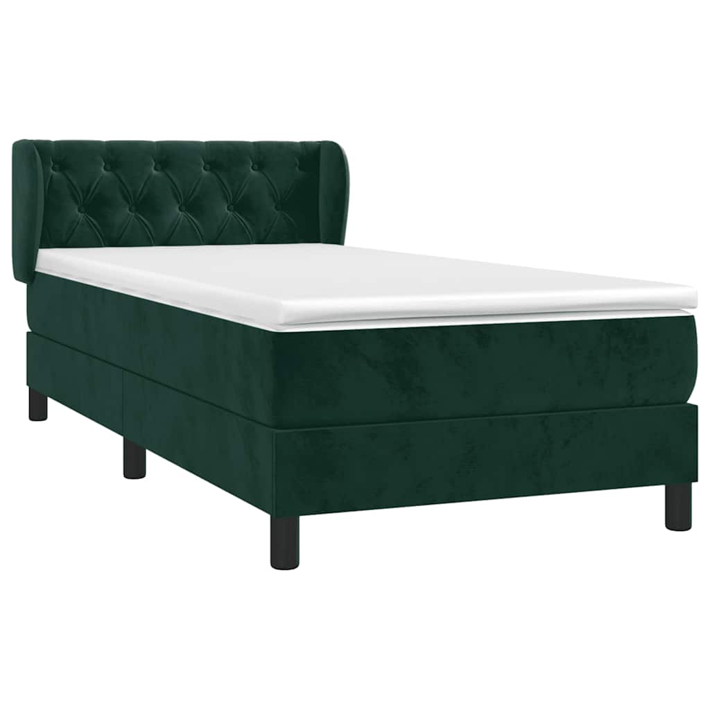 Box spring krevet s madracem tamnozeleni 80 x 200 cm baršunasti