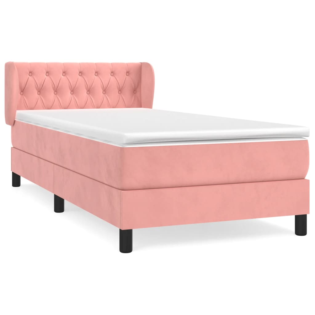 Box spring krevet s madracem ružičasti 90x190 cm baršunasti