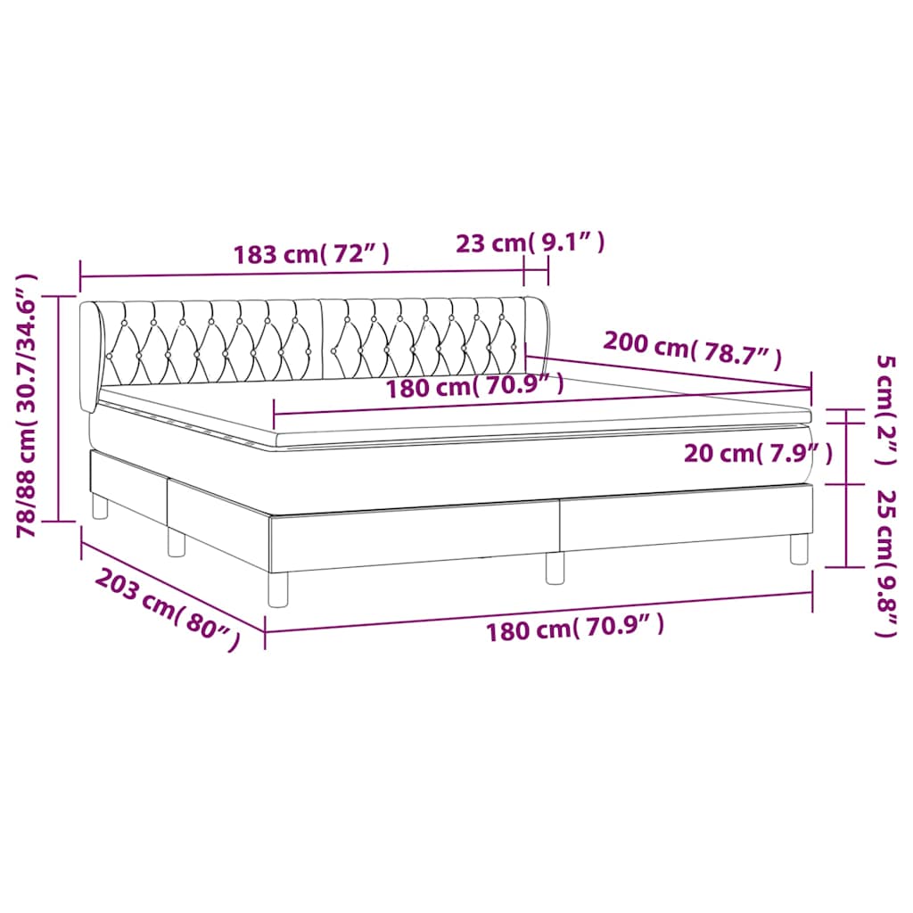 Krevet s oprugama i madracem crni 180x200 cm baršunasti