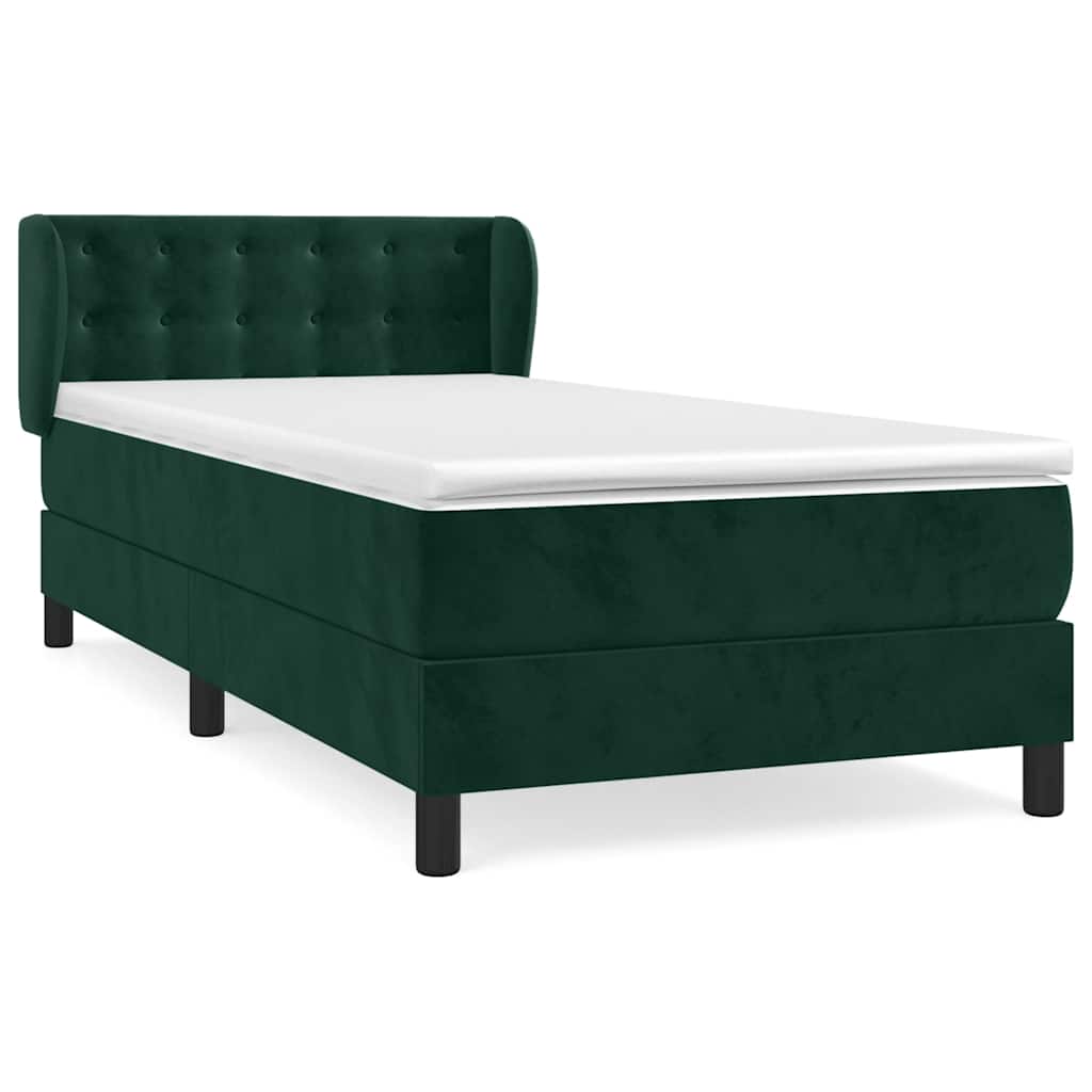 Box spring krevet s madracem tamnozeleni 90x200 cm baršunasti