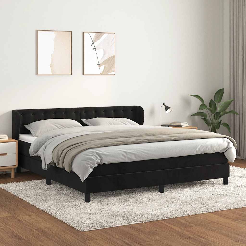 Krevet s oprugama i madracem crni 160x200 cm baršunasti