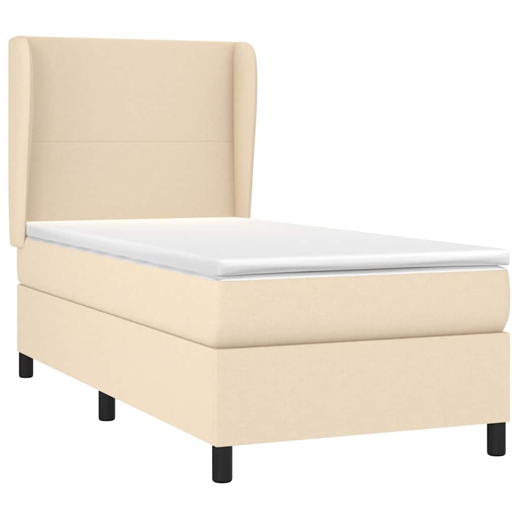 Krevet s oprugama i madracem krem 90 x 190 cm od tkanine