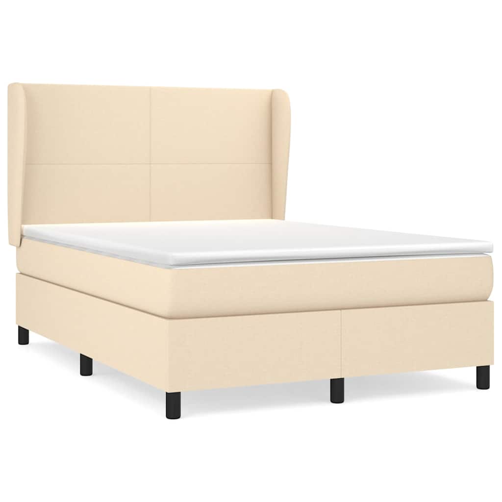 Krevet s oprugama i madracem krem 140 x 190 cm od tkanine