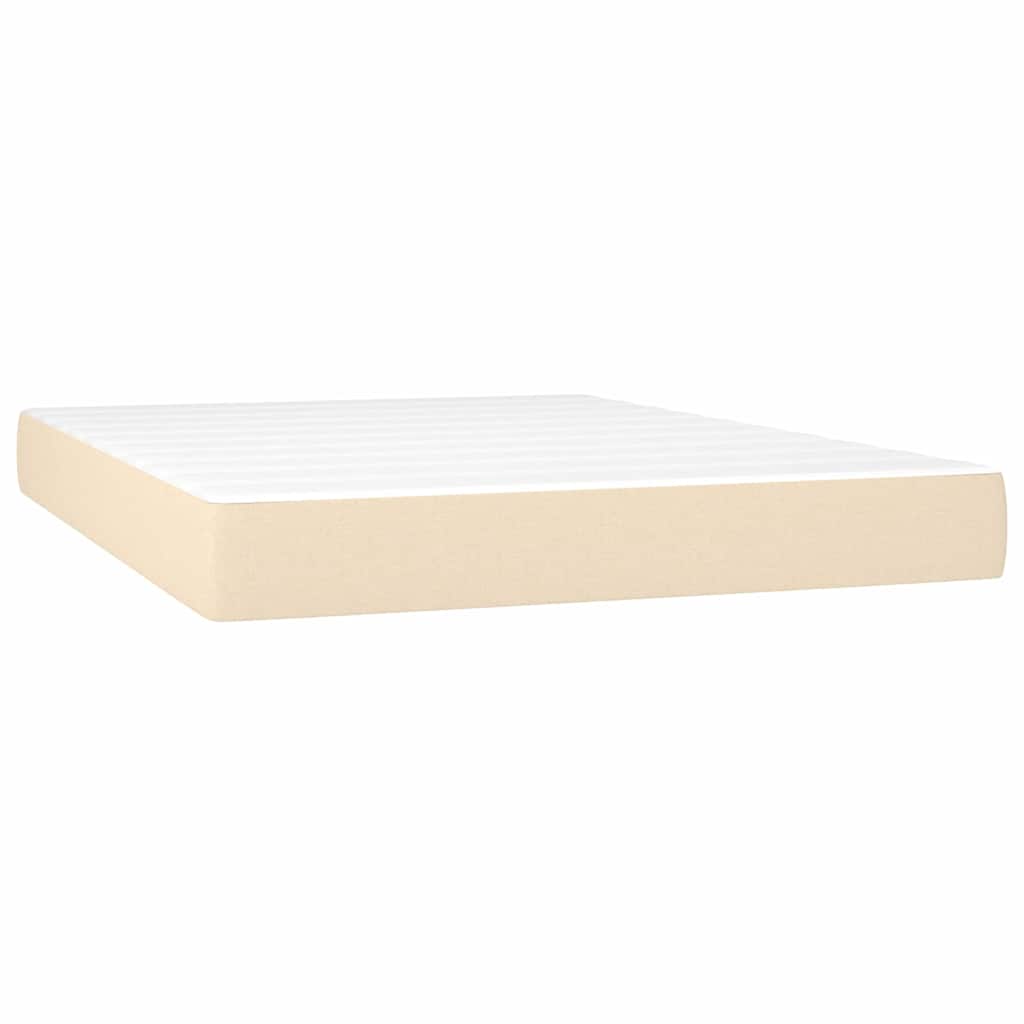 Krevet s oprugama i madracem krem 140 x 190 cm od tkanine