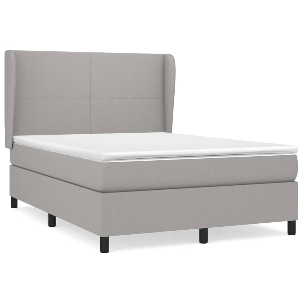 Krevet box spring s madracem svjetlosivi 140x200 cm od tkanine