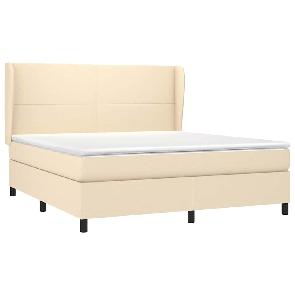 Krevet s oprugama i madracem krem 160x200 cm od tkanine
